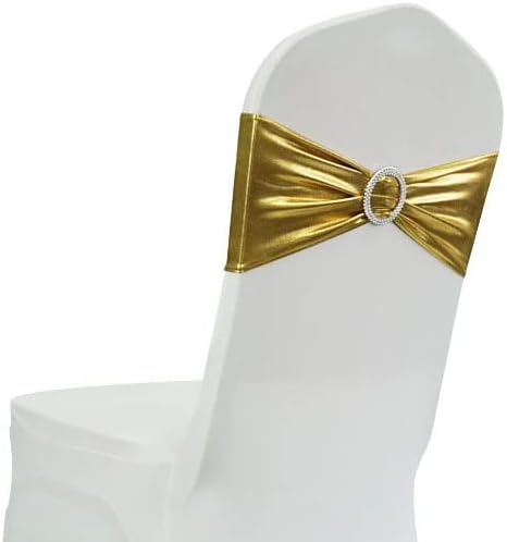 Spandex Chair Sashes Bands, Metallic Gold, 30PCS - Image 3