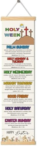 Happy Easter Decor, Holy Week Poster, Easter Story Banner Decor for Home Church, Bible Verse Wall Door Decoration, Church Activity Kids, Family Hanging of Scripture and Words Decorations 07 by Unknown
