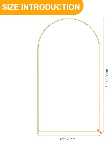 7.2FT Metal Arch Backdrop Stand, Gold Balloon Arch Stand for Wedding Party - Image 5