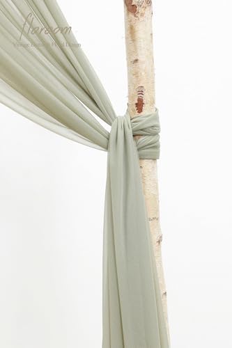 Floroom Wedding Arch Draping Fabric 2 Panels 20Ft Sage Green Chiffon Fabric Drapes Arbor Drapery Wedding Ceremony Reception Swag Decorations - Image 4