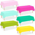 12 Pack Hawaiian Plastic Tablecloth for Rectangle Tables, Pink Green Yellow Tropical Disposable Table Cover, Luau Rectangle Table Cloth for Summer Flamingo Birthday Picnic Party Supplies Decorations by Hauwellter