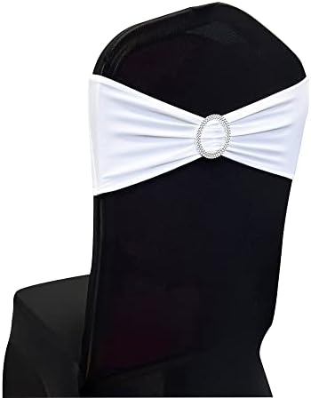 Spandex Chair Sashes Bands, White, 50PCS - Image 4