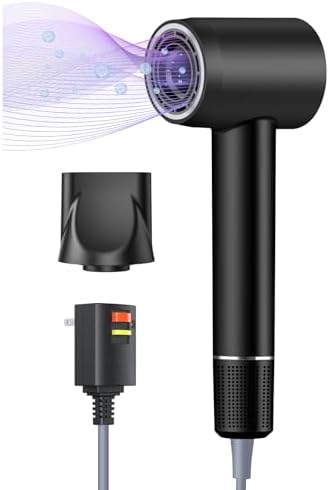 Negative Ionic High-Speed Hair Dryer with 11,0000 RPM Brushless Motor for Fast Drying, Professional Blow Dryer with Nozzle, Low Noise Hairdryer for Salon Home Travel by Madatop