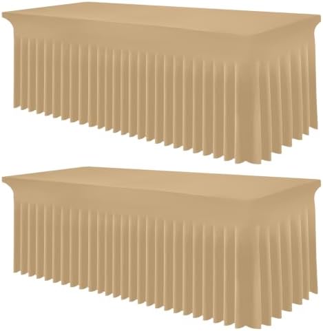 Smiry 2 Pack Spandex Elastic Fitted Table Cloth Skirt for 6FT Table by Smiry