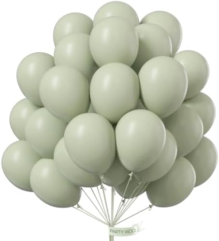 PartyWoo Sage Green Balloons 50pcs Boho Dusty Olive Green Color 12 Inch by PartyWoo