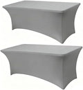6FT Light Grey Table Cloth - 2 Pack Fitted Stretch Rectangle Spandex Tablecloth, Washable Table Cover for Party, Picnic, Wedding, Banquet, Birthday and Festival(30" x 72") by Lemict