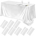 TURSTIN 8 Pack White Satin Tablecloth 102 x 58'' Overlay Table Cover by TURSTIN