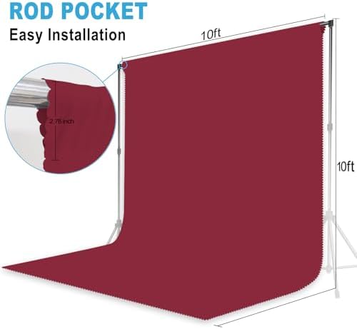 Burgundy Photography Backdrop for Photoshoot, Fabric, 10x10 FT - Image 2