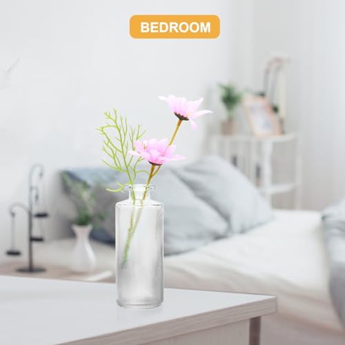 Glass Bud Vase Set in Bulk, 9pcs Mini Vintage Flower Vases for Wedding, Clear Relief Vase for Centerpieces,Home Table Flower Decor, Party Decorations - Image 5