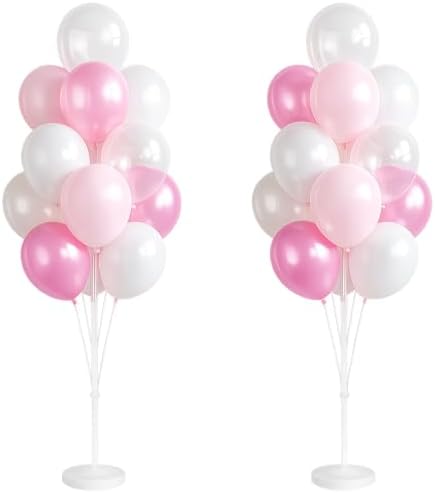 Clear Pink Balloon Column Stand Kit with Base&Pole for Floor&Table Party Decor by Tosuced
