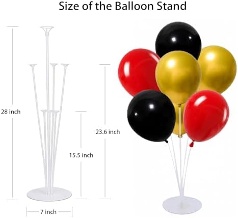 6 Set Balloon Stand Kit for Table Centerpieces With Balloon and Base Party Decorations for Birthday Wedding Retirement Graduation Baby Shower (Red Gold Black) - Image 3