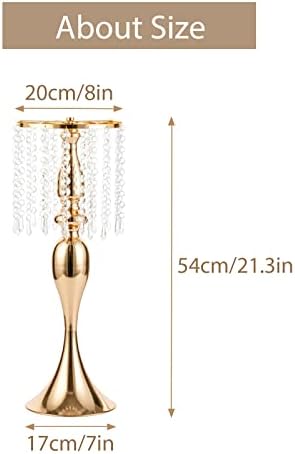 Sziqiqi Gold Centerpiece for Wedding with Crystal Beads Flower Stand, 2Pcs - Image 5