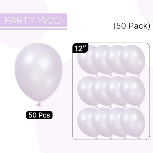 PartyWoo Pearl Lavender Balloons 50pcs Pearl Light Pastel Purple Lilac - Image 6