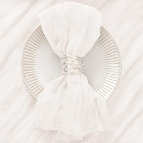 DeZerlor Ivory White Washable Cheesecloth Napkins Set of 50 for Party - Image 2