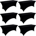 6-Pack 6ft Black Spandex Table Covers for Rectangle Standard Folding Tables - Wrinkle Resistant Stretch Tablecloths - Ultimate Fitted Table Protector for Parties, Trade Shows, Wedding by Unknown