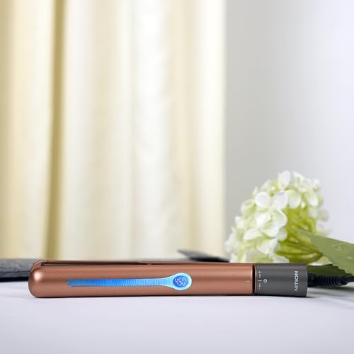 NITION Ceramic Tourmaline Hair Straighteners LCD Flat Iron MCH 10s Fast Heating Up. 1" Smooth 3D Floating Plate Healthy Straightening Tools. Heat-Proof Glove. Dual Voltage Travel. Gold - Image 4