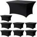 4FT Black Table Cloth - 8 Pack, Fitted Stretch Rectangle Spandex Tablecloth by Lemict