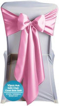 Leading Linens 10 pcs Pink 108"x8" Satin Bow Sash Chair Cover Decoration by LeadingLinens