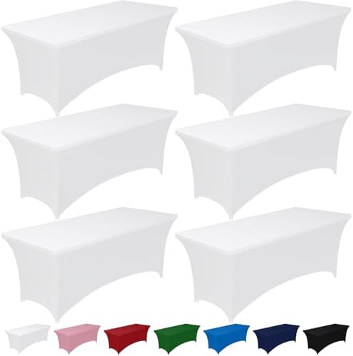Pureegg Spandex Tablecloth 6ft 6 Pack White by Pureegg