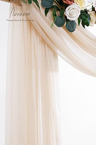 Floroom Wedding Arch Draping Fabric 2 Panels 20Ft Nude Chiffon Fabric Drapes Arbor Drapery Wedding Ceremony Reception Swag Decorations - Image 4