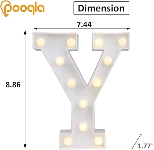 Pooqla LED Light Up Letters, Warm White and Colorful Lighted Marquee Letters with Remote, Lighted Letter for Party Birthday Decorations, Gift for Girls Boys Night Light, Wedding Home Decor, Letter Y - Image 3