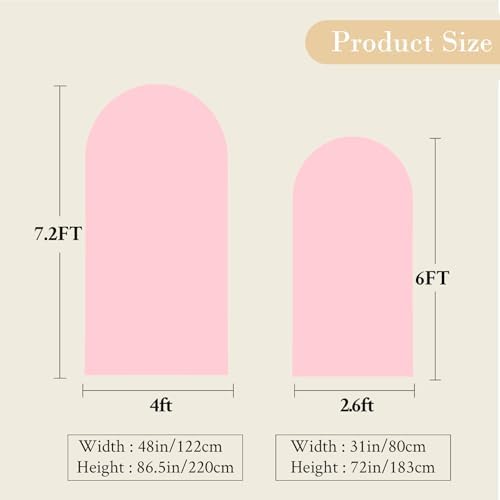 7.2FT 6FT Arch Backdrop Cover for Wedding, Set of 2 Stretchy Spandex Fitted Arch Stand Cover for Baby Shower, Birthday Party Decor, Chiara Backdrop Cover with Double-Sided Design(White, Pink) - Image 6