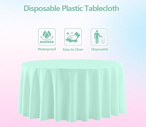 4 Pack Round Pastel Plastic Tablecloth, 84 Inch - Image 3