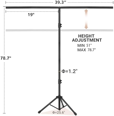6.5x3.2ft T-Shape Backdrop Stand, Adjustable Background Support Stand Kit, Portable Photo Banner Holder with 4 Spring Clamps, Sandbag, Carry Bag for Party, Wedding, Photography and Decoration - Image 2