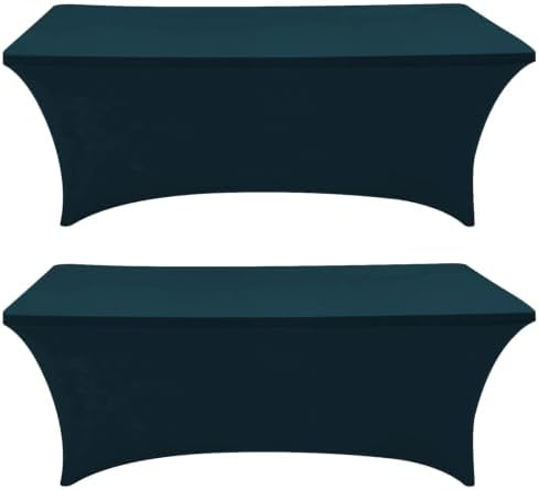 Eurmax USA 2-Pack Rectangular Fitted Spandex Table Covers 6ft Tablecloth Wedding Event Patio Table Decorations Stretch Table Cover for 6ft Folding Table (Slate Gray-Blue) by Eurmax
