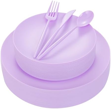 EjonirInjonir 150pcs Premium Purple Plastic Plates for Parties Matte Finish by Ejonirinjonir