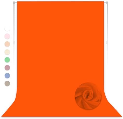 Orange Photography Backdrop for Photoshoot, Fabric, 8x10 FT by LYLYCTY