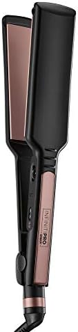 Infiniti PRO CONAIR Rose Gold Ceramic Flat Iron Hair Straightener, 1 3/4-Inch Flat Iron with Extra-Long Plates, Including a Floating Plate, Advanced Heat Technology, Black by conair