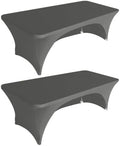 Eurmax USA 2-Pack Spandex Table Cover 6 ft. Fitted 30+ Colors Polyester Tablecloth Stretch Spandex Table Cover-Table Toppers,6 FT Table Cover Open Back(Dark Gray) by Eurmax