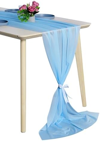 Pack of 20 Chiffon Table Runners 29 x 120 Inch, 14FT Long - Turquoise by MDS