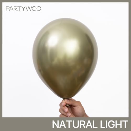 PartyWoo Metallic Green Balloons 50pcs Metallic Sage Olive Green Boho Color - Image 2