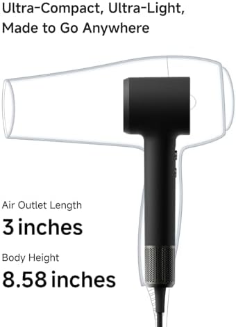 Laifen MINI Hair Dryer, Lightweight and Compact High Speed 200M Ionic Blow Dryer with 110, 000 RPM Powerful Motor for Fast Drying, Low Noise, Hairdryer with Magnetic Nozzle, Child Mode, HD310 - Image 2