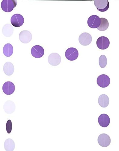 Purple Lavender Paper Garland Circle Dots Party Garland Streamer Backdrop Hanging Decorations, 2.5" in Diameter, 20 Feet in Total - Image 2