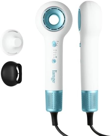 L'ANGE HAIR Axia HaloRing Ionic Hair Dryer | High Speed Professional Blow Dryer for Smooth, Frizz-Free Styles | Lightweight Brushless Motor with Concentrator & Wall Mount | 4 Heat Settings | White by LANGEHAIR