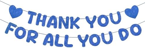 Fulmoon Pre Strung Thank You for All You Do Glitter Banner, Navy Blue by Fulmoon
