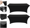 Eurmax USA 2-Pack Rectangular Fitted Spandex Table Covers 5ft Tablecloth Wedding Event Patio Table Decorations Stretch Table Cover for 5ft Folding Table (Black) by Eurmax