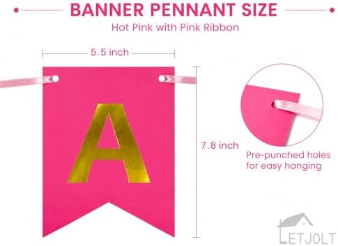 Letjolt Happy Birthday Banner Pure Roseo Girls Party Signs 13 Pcs - Image 6