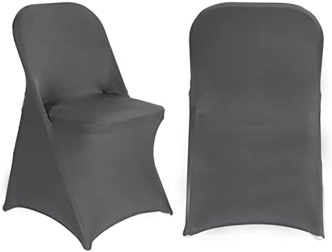 HAINARverS Folding Chair Covers for Wedding, 10pcs Gray - Image 6