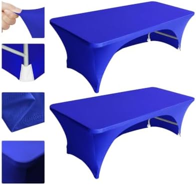 Eurmax USA 2-Pack Spandex Table Cover 4 ft. Fitted 30+ Colors Polyester Tablecloth Stretch Spandex Table Cover-Table Toppers,4 FT Table Cover Open Back (Royal Blue) by Eurmax