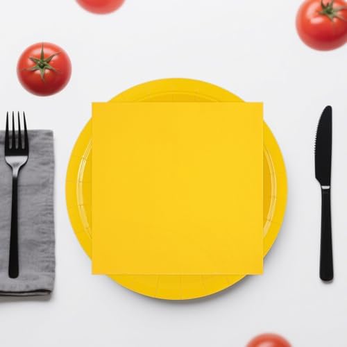 50PCS Yellow Paper Plates and Napkins, 7Inch Solid Yellow Dessert Plates - Image 5