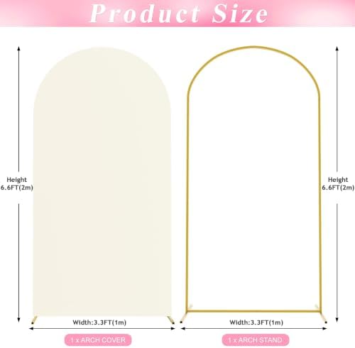 Wokceer 6.6FT Arch Backdrop Stand and Cover Set,Arch Stand with Ivory Cover - Image 2
