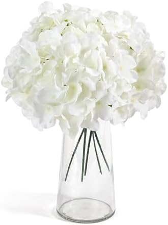 Auihiay 64Pcs Hydrangea Artificial Flowers Bulk, Silk White Hydrangeas - Image 5