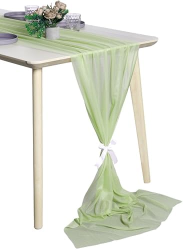 Pack of 5 Chiffon Table Runners 29 x 120 Inch, 14FT Long - Sage Green by MDS