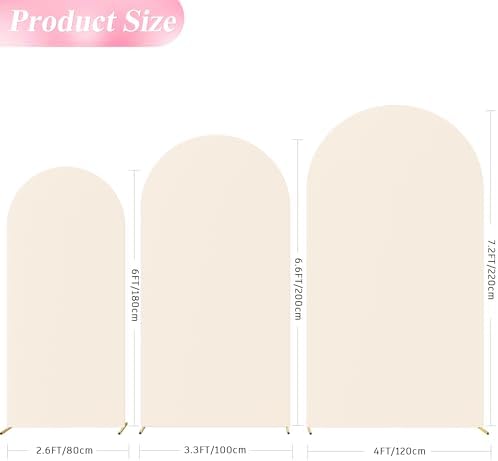 Wokceer Arch Backdrop Cover Beige Covers Stretchy Backdrop 7.2FT,6.6FT,6FT - Image 2