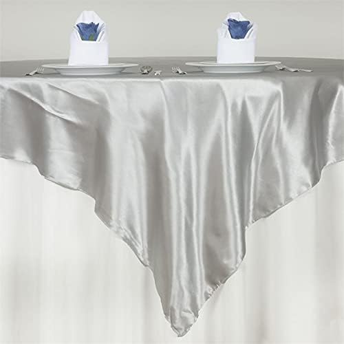 BalsaCircle 10 pcs 72x72 inch Silver Square Tablecloth Satin Fabric Overlays Linens | Table Cloths Cover for Wedding Party Banquet Reception Events Decoration Kitchen Dining Events Kitchen Dining - Image 3