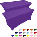 IVAPUPU 2 Pack 8FT Table Cloth for Rectangular Spandex Purple Table Cover by IVAPUPU